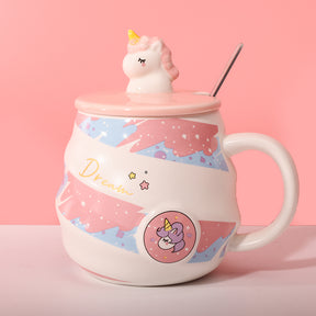 480ml Taza Unicornio Taza De Agua De Cerámica Con Tapa Y Cuchara (60 Pieces) - HOLY BOOK