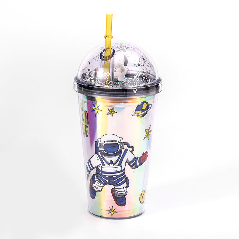 Vaso Frío Astronauta LED Con Pajita 450ML (60 Pieces) - HOLY BOOK
