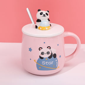 480ml Taza De Cerámica Panda Astronaut Con Cuchara (60 Pieces)(Personalización) - HOLY BOOK