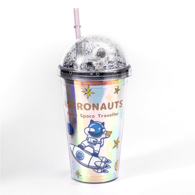Vaso Frío Astronauta LED Con Pajita 450ML (60 Pieces) - HOLY BOOK