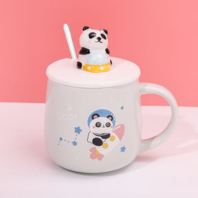 480ml Taza De Cerámica Panda Astronaut Con Cuchara (60 Pieces)(Personalización) - HOLY BOOK