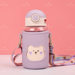 650ML Oso Botella De Agua Con Pajita Y Estuche(Personalización) - HOLY BOOK