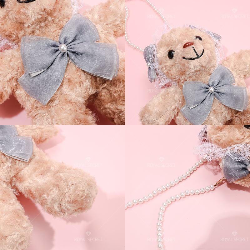 Arco bolso de peluche de forma de oso lindo mu?eca de dibujos animados una bolsa de hombro（Mayoreo）