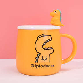 400 ml Taza De Dinosaurio De Dibujos Animados Taza De Agua De Cerámica Con Cuchara (Personalizado)