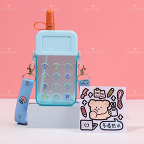 300ML Botella De Agua De Teléfono Móvil Con Paja Y Tirantes Ajustables(Personalización) - HOLY BOOK