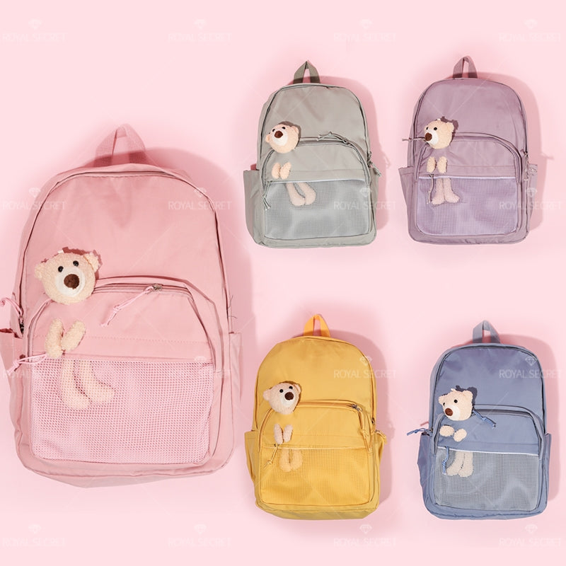 Mochila de estudiante de gran capacidad bear doll backpack (Personalizado)