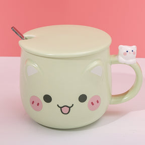 480ml Taza De Cerámica Emoji Con Tapa Y Cuchara (60 Pieces)(Personalización) - HOLY BOOK