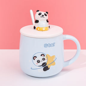 480ml Taza De Cerámica Panda Astronaut Con Cuchara (60 Pieces)(Personalización) - HOLY BOOK