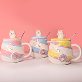 480ml Taza Unicornio Taza De Agua De Cerámica Con Tapa Y Cuchara (60 Pieces) - HOLY BOOK