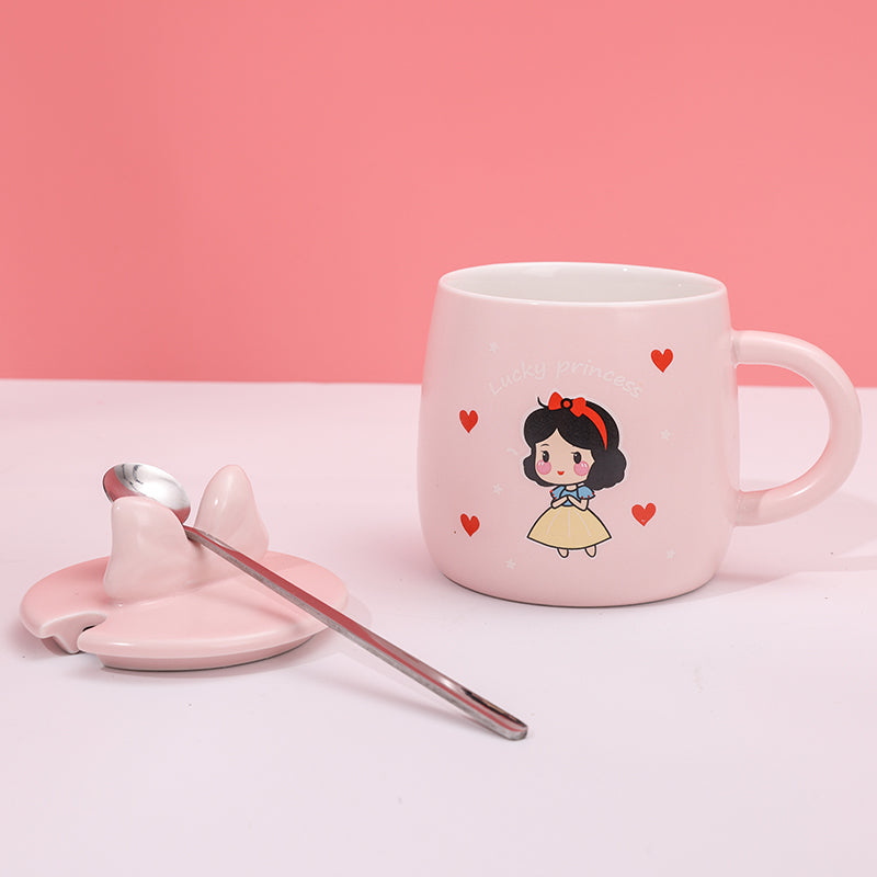 480ml Taza De Cerámica Princesa Con Taza Y Cuchara (60 Pieces)(Personalización) - HOLY BOOK