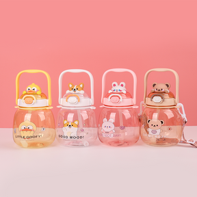 1310ML Botella De Agua Animal De Dibujos Animados Con Bandolera Y Pajita(Personalización) - HOLY BOOK