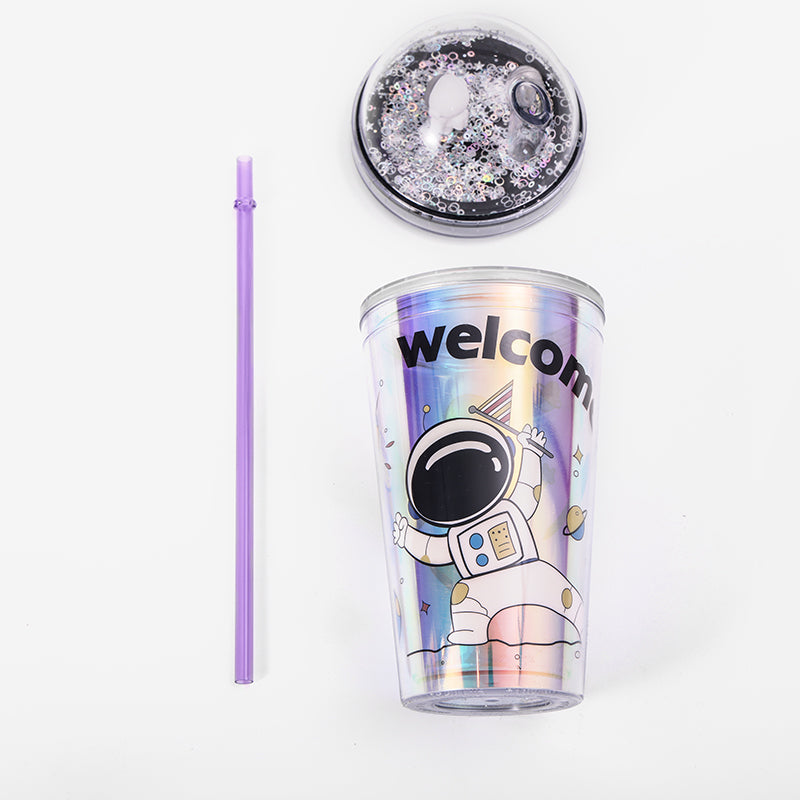 Vaso Frío Astronauta LED Con Pajita 450ML (60 Pieces) - HOLY BOOK
