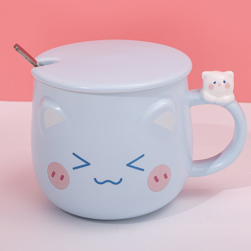 480ml Taza De Cerámica Emoji Con Tapa Y Cuchara (60 Pieces)(Personalización) - HOLY BOOK