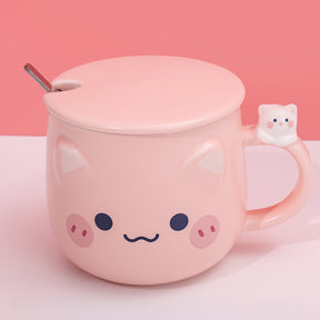 480ml Taza De Cerámica Emoji Con Tapa Y Cuchara (60 Pieces)(Personalización) - HOLY BOOK