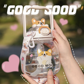 1310ML Botella De Agua Animal De Dibujos Animados Con Bandolera Y Pajita(Personalización) - HOLY BOOK