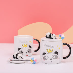 480ml Taza De Cerámica Panda De Dibujos Animados Con Cuchara (60 Pieces)(Personalización) - HOLY BOOK