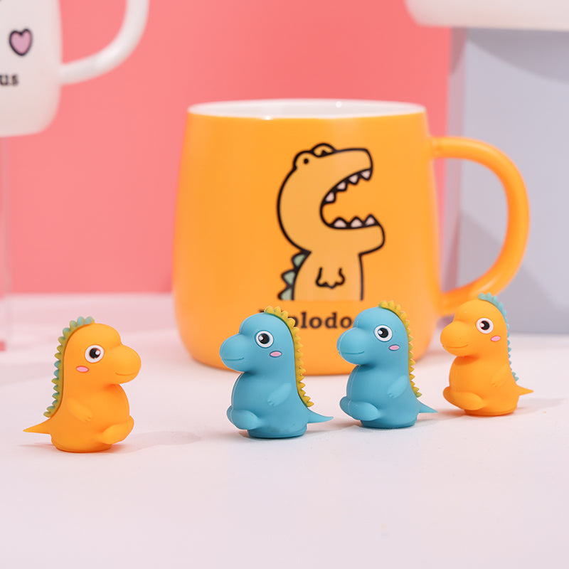 400 ml Taza De Dinosaurio De Dibujos Animados Taza De Agua De Cerámica Con Cuchara (Personalizado)