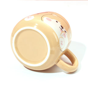 400 ml Taza De Dibujos Animados Taza De Agua De Cerámica Con Tapa Y Cuchara (Personalizado)