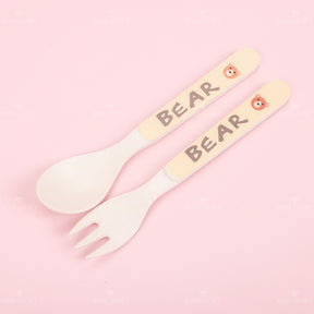 Juego De 5 Piezas Plato Llano De Fibra De Bambú Con Forma De Animal Con Cuchillo Y Tenedor (Personalizado)