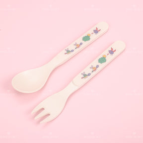 Juego De 5 Piezas Plato Llano Rectangular De Dibujos Animados De Fibra De Bambú Con Cuchillo Y Tenedor (Personalizado)