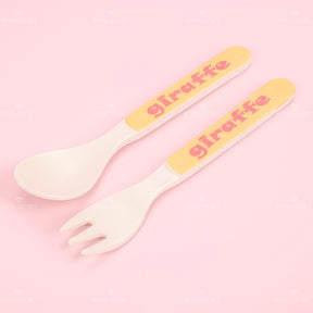Juego De 5 Piezas Plato De Cena De Animales De Dibujos Animados De Fibra De Bambú Con Cuchillo Y Tenedor (Personalizado)