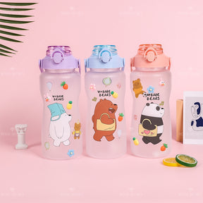 2000 ML Botella De Agua Exfoliante De Oso Regordete Lindo De Con Pajita Y Pegatina (Personalizado)