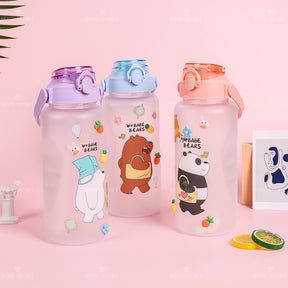2000 ML Botella De Agua Exfoliante De Oso Regordete Lindo De Con Pajita Y Pegatina (Personalizado)