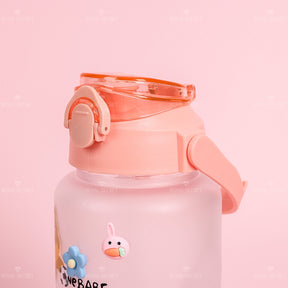 2000 ML Botella De Agua Exfoliante De Oso Regordete Lindo De Con Pajita Y Pegatina (Personalizado)