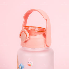 2000 ML Botella De Agua Exfoliante De Oso Regordete Lindo De Con Pajita Y Pegatina (Personalizado)