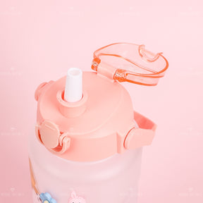 2000 ML Botella De Agua Exfoliante De Oso Regordete Lindo De Con Pajita Y Pegatina (Personalizado)