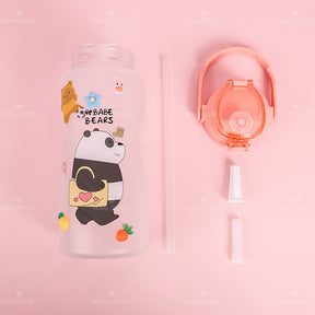 2000 ML Botella De Agua Exfoliante De Oso Regordete Lindo De Con Pajita Y Pegatina (Personalizado)