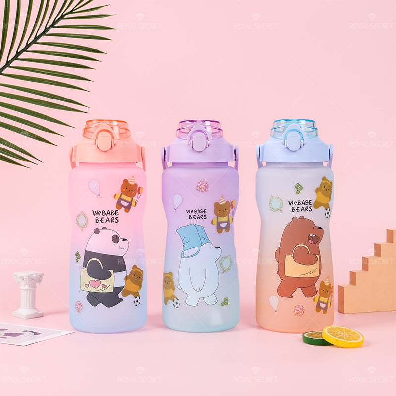2000ML Botella De Agua Con Gradiente De Oso Gordo Lindo De  Con Pajita Y Pegatina (Personalizado)