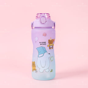 2000ML Botella De Agua Con Gradiente De Oso Gordo Lindo De  Con Pajita Y Pegatina (Personalizado)