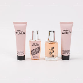 Conjunto de 4 piezas para mujer Gel de ducha + Loción corporal + Spray corporal + Perfume (Personalizado)