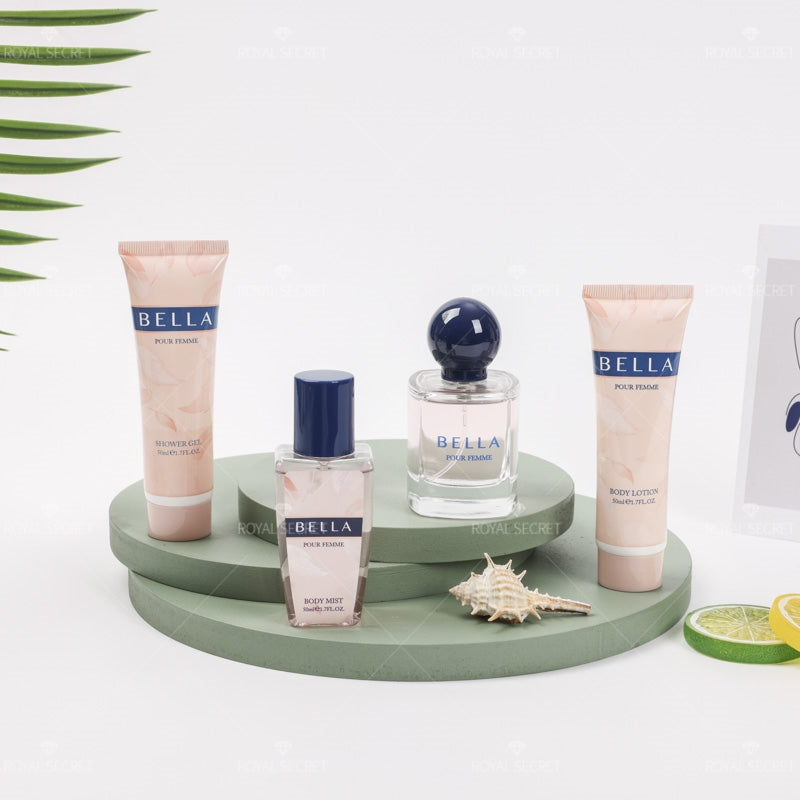 Conjunto de 4 piezas para mujer Gel de ducha + Loción corporal + Spray corporal + Perfume (Personalizado)