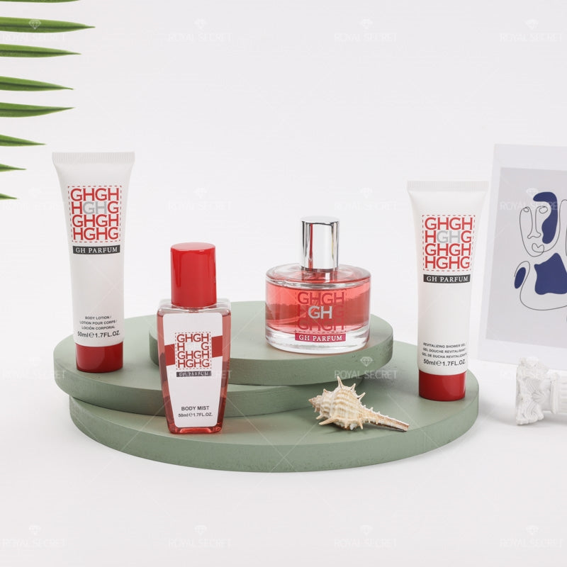 Conjunto de 4 piezas para mujer Gel de ducha + Loción corporal + Spray corporal + Perfume (Personalizado)
