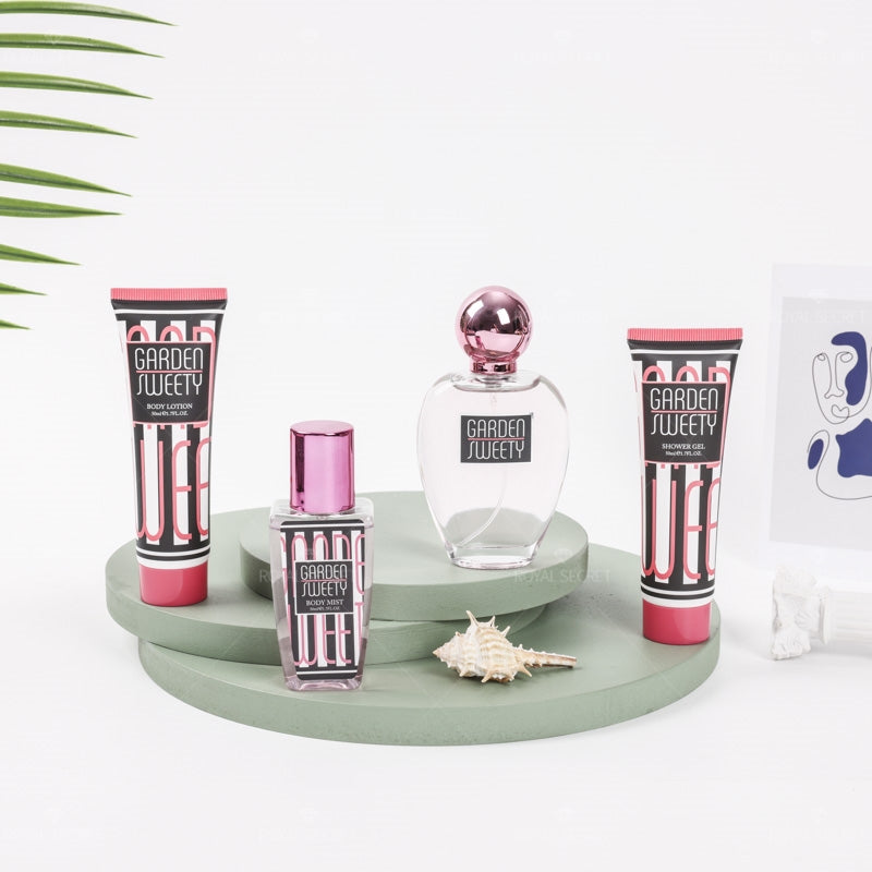 Conjunto de 4 piezas para mujer Gel de ducha + Loción corporal + Spray corporal + Perfume (Personalizado)