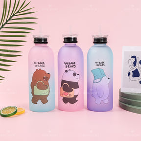 1000 ML Botella De Agua De Oso Gordo Degradado Con Pajita Y Pegatina (Personalizado)