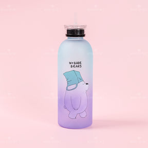 1000 ML Botella De Agua De Oso Gordo Degradado Con Pajita Y Pegatina (Personalizado)