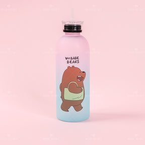 1000 ML Botella De Agua De Oso Gordo Degradado Con Pajita Y Pegatina (Personalizado)
