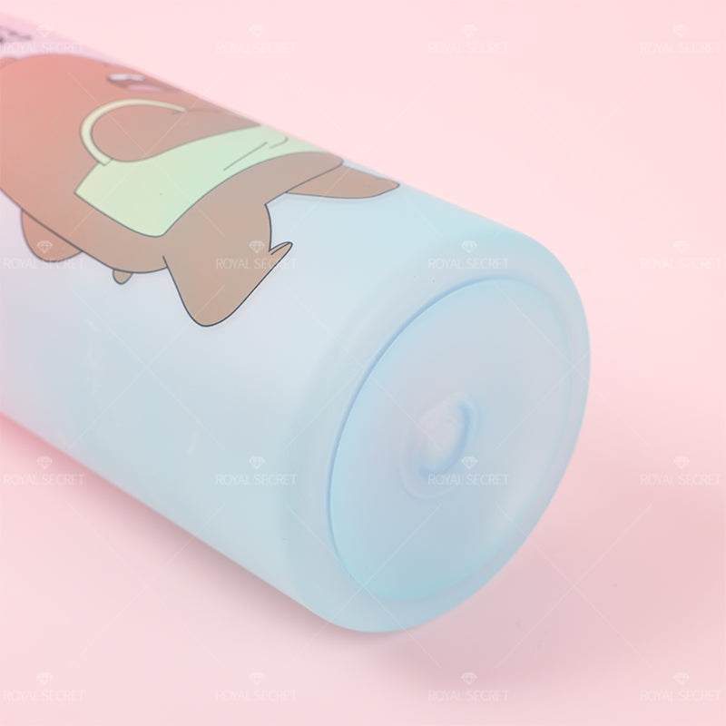 1000 ML Botella De Agua De Oso Gordo Degradado Con Pajita Y Pegatina (Personalizado)