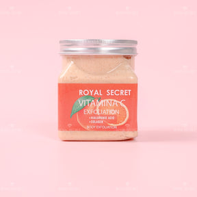 exfoliante con extracto de naranja, fondo con rodajas de naranja, fórmula iluminadora