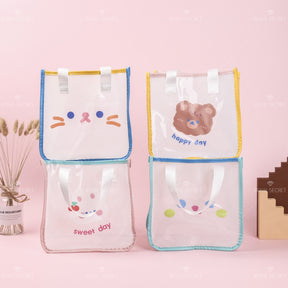 Dibujos animados animal print cute lady portátil transparente bolsa de almacenamiento (Personalizado)