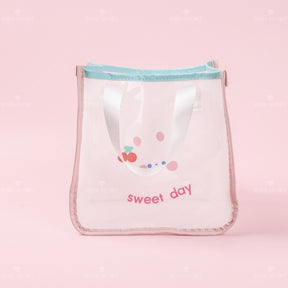 Dibujos animados animal print cute lady portátil transparente bolsa de almacenamiento (Personalizado)