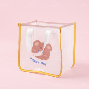 Dibujos animados animal print cute lady portátil transparente bolsa de almacenamiento (Personalizado)