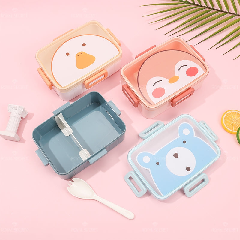 Fiambrera Infantil De Dibujos Animados + Tenedor Y Cuchara (Personalizado)