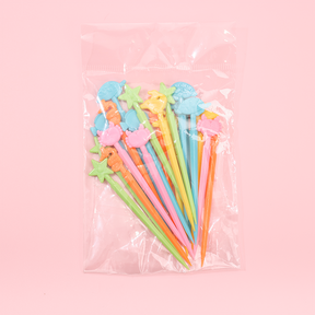 10 Piezas Palillos De Dientes Para Ni?os Tenedor De Fruta De Dibujos Animados Tenedores De Resina Reutilizable (Personalizado)