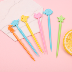 10 Piezas Palillos De Dientes Para Ni?os Tenedor De Fruta De Dibujos Animados Tenedores De Resina Reutilizable (Personalizado)