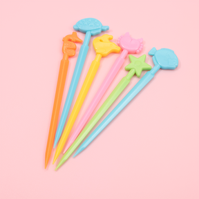 10 Piezas Palillos De Dientes Para Ni?os Tenedor De Fruta De Dibujos Animados Tenedores De Resina Reutilizable (Personalizado)