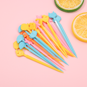 10 Piezas Palillos De Dientes Para Ni?os Tenedor De Fruta De Dibujos Animados Tenedores De Resina Reutilizable (Personalizado)